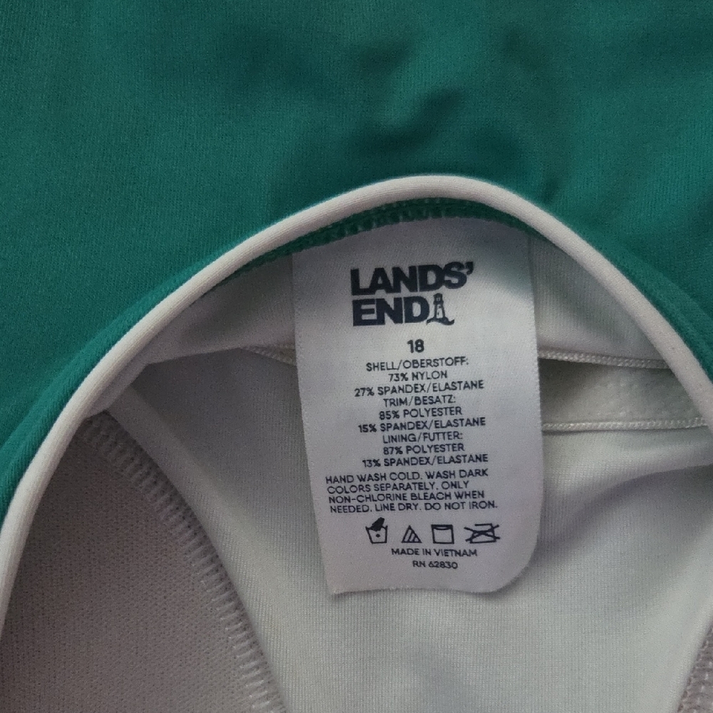 Lands' End Teal and Navy One Piece Swimsuit - Picture 3 of 3